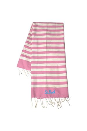 Telo mare in cotone rosa e beige SAINT BARTH KIDS | FOUT01200640L